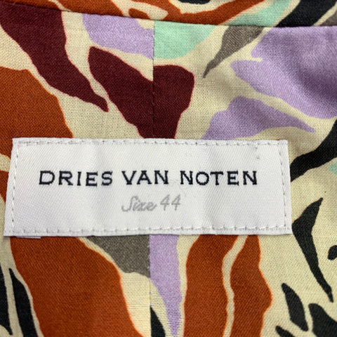 DRIES VAN NOTEN Size 12 Multi Color Cotton Jacket Blazer