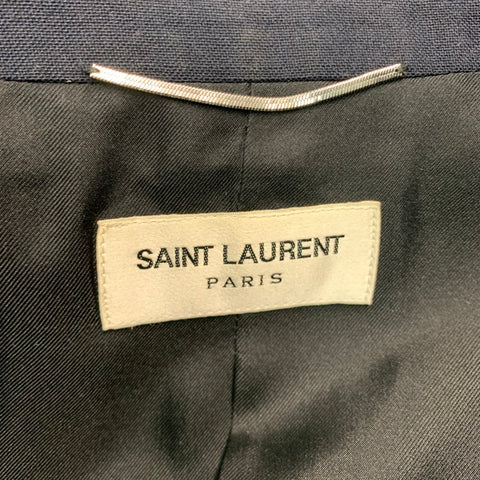 SAINT LAURENT Size 36 Navy Wool Notch Lapel Sport Coat