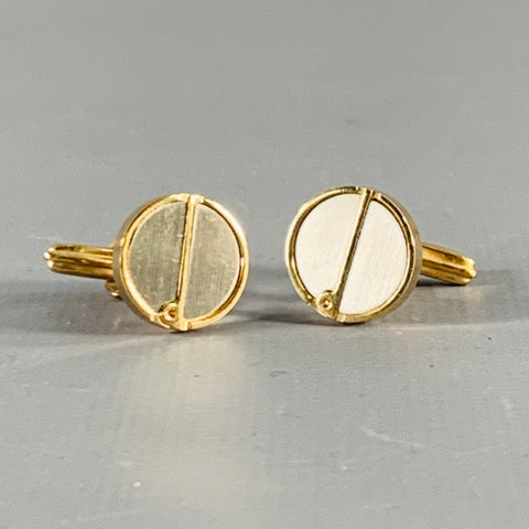 DUNHILL Vintage Gold Silver Monogram Metal Cuff Links