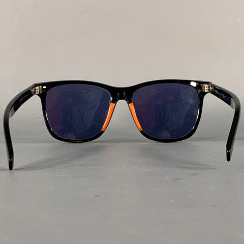 FENDI Black Orange Acetate Square Full Frame Sunglasses