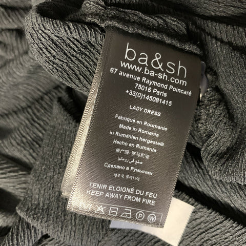 BA&SH Size S Black Polyester Blend Ruched Knee Length Cocktail Dress