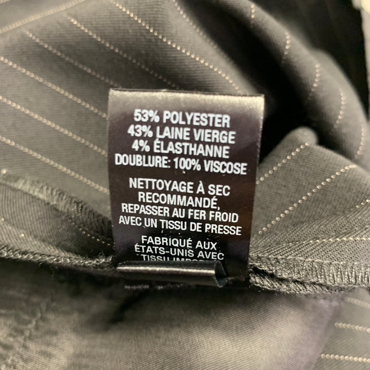 NILI LOTAN Size 2 Black Grey Polyester Blend Pinstripe Peak Lapel Pantsuit