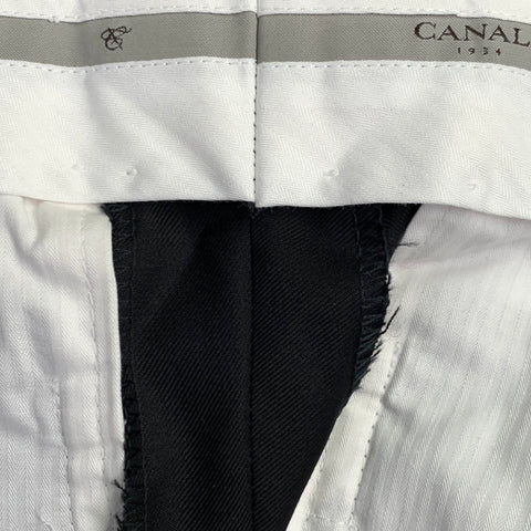 CANALI Size 34 Black Wool Flat Front Dress Pants