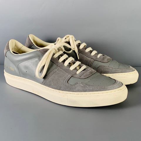 COMMON PROJECTS Size 8 Grey White Leather Suede Low Rise Sneakers