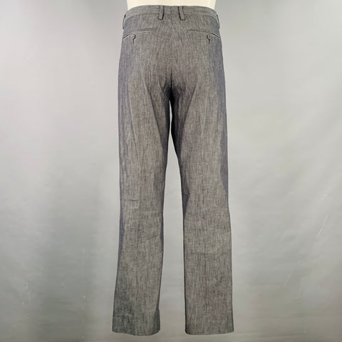 CALVIN KLEIN COLLECTION Size 40 Grey Charcoal Cotton Linen Blend Suit