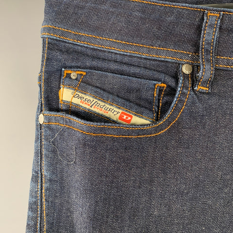 DIESEL Size 30 Troxer Blue Contrast Stitch Cotton Blend Skinny Jeans