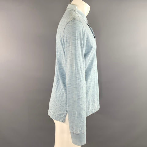 TODD SNYDER Size M Blue Light Blue Heather Cotton Henley Pullover