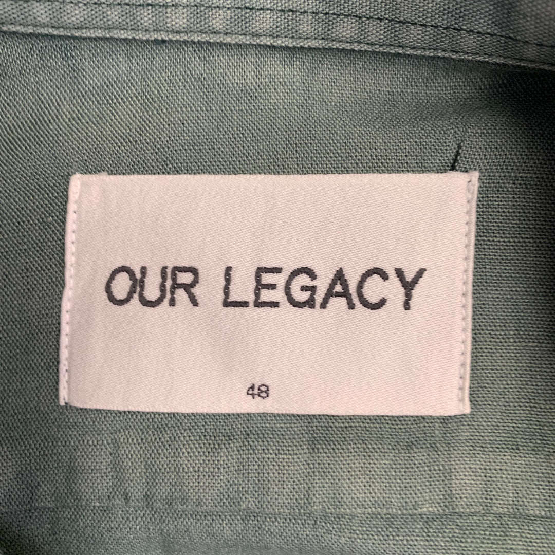 OUR LEGACY Size 38 Green Cotton One Pocket Long Sleeve Shirt