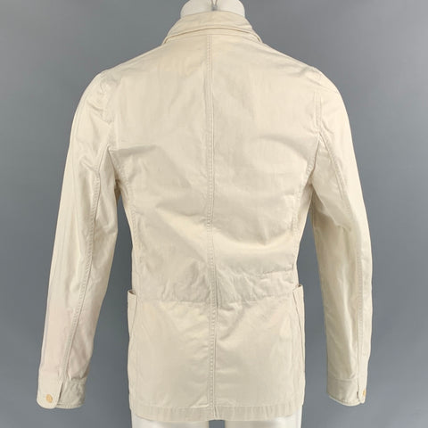 UNIS Size 38 Off White Solid Cotton Jacket