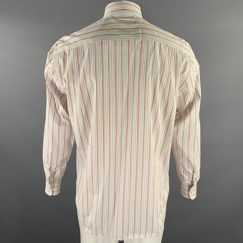 BRIONI Taille M Chemise à manches longues en coton à rayures multicolores et col pointu