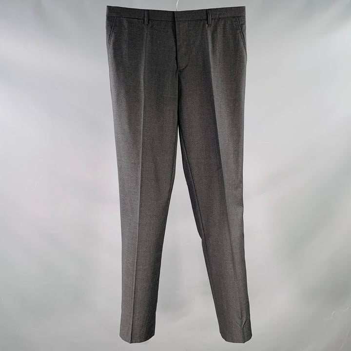 J. LINDEBERG Size 32 Paulie Grey Charcoal Virgin Wool Slim Fit Tapered Dress Pants