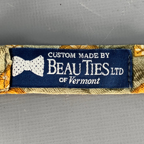 BEAU TIES LTD. Gold Sage Floral Bow Tie