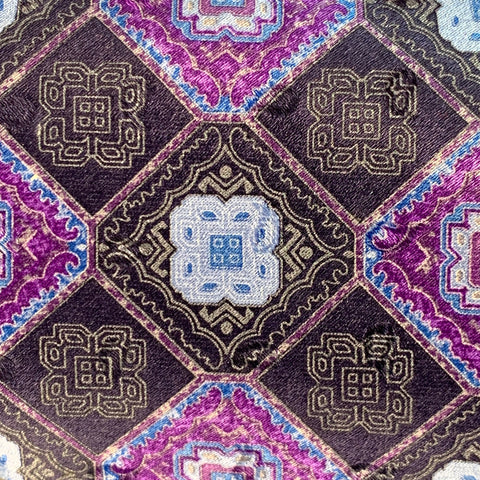 ERMENEGILDO ZEGNA Purple Navy Abstract Floral Silk Tie