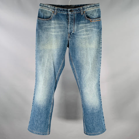 YVES SAINT LAURENT Size 32 Blue Wash Cotton Bootcut Button Fly Jeans