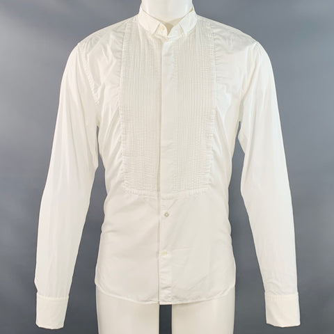 MARC JACOBS Size S White Cotton Wingtip Pleated Bib French Cuffs Tuxedo Long Sleeve Shirt
