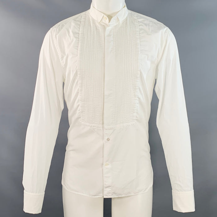 MARC JACOBS Size S White Cotton Wingtip Pleated Bib French Cuffs Tuxedo Long Sleeve Shirt
