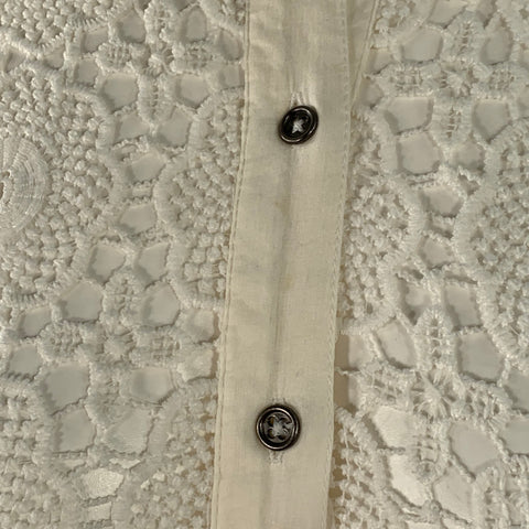 RAMY BROOK Size S White Polyester Lace Button Up Shirt