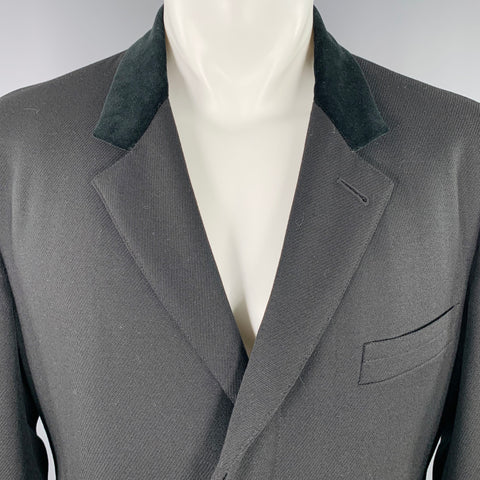 BROOKS BROTHERS 2007 Size M Black Twill Wool Single Breasted Coat