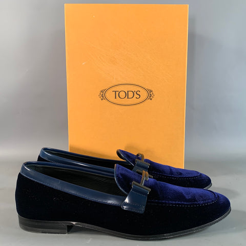TOD'S Size 8.5 Blue Royal Blue Velvet Moccasin Loafers