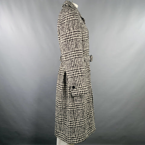 DOLCE & GABBANA Size 44 Black White Plaid Wool Blend Oversized Coat