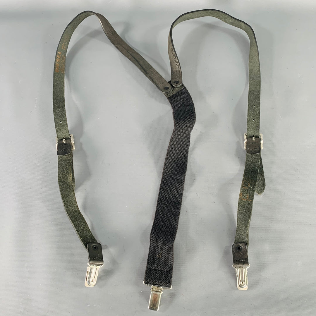 DIESEL BLACK GOLD Black Canvas Leather Suspenders