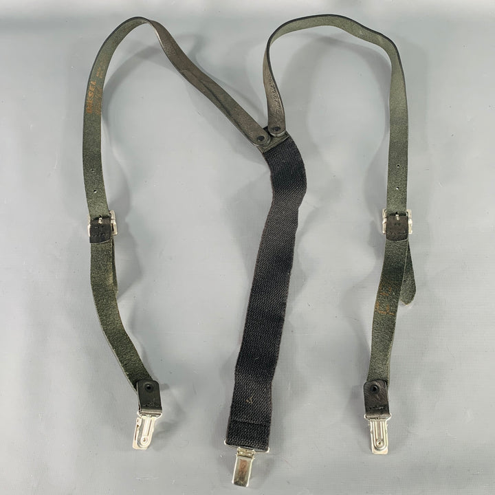 DIESEL BLACK GOLD Black Canvas Leather Suspenders