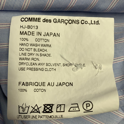COMME des GARCONS HOMME Size XS Blue White Stripe Contrast Trim Cotton Long Sleeve Shirt