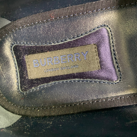 BURBERRY Size 9.5 Navy Monogram Velvet Slip On Loafers