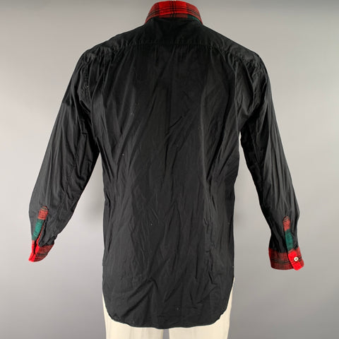 COMME des GARCONS HOMME PLUS Size L Black Red & Green Cotton Long Sleeve Shirt