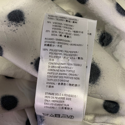 BALENCIAGA Size M White Black Polka Dot Viscose Silk Long Sleeve Shirt