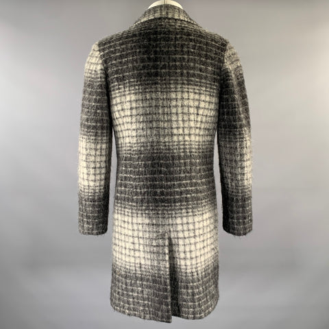 SCOTCH AND SODA Chest Size S Grey Black Gingham Wool Blend Overcoat