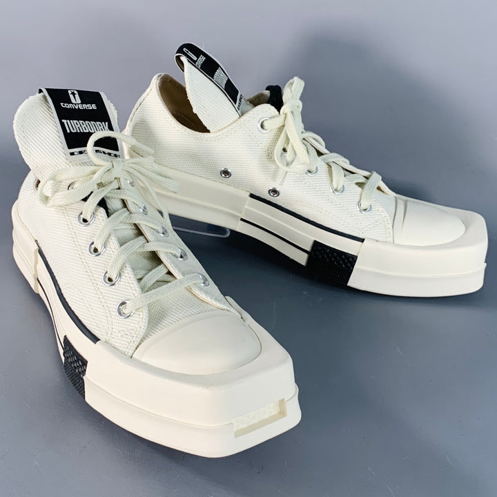 DRKSHDW Size 8 TURBODRK Ivory White Canvas Square Toe Lace-Up Sneakers