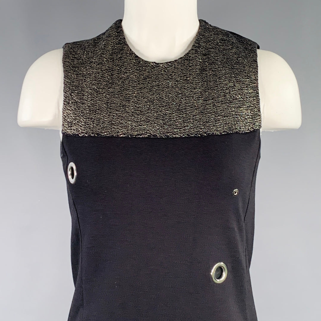 CoSTUME NATIONAL Size XS Black Silver Viscose Blend Two Tone Shift Dress