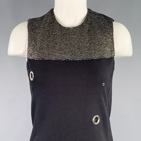 CoSTUME NATIONAL Size XS Black Silver Viscose Blend Two Tone Shift Dress
