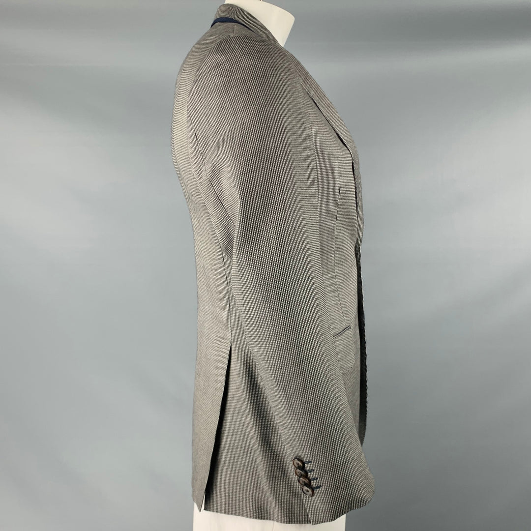 ETRO Taille 38 Manteau de sport à revers cranté en laine de soie noir et blanc