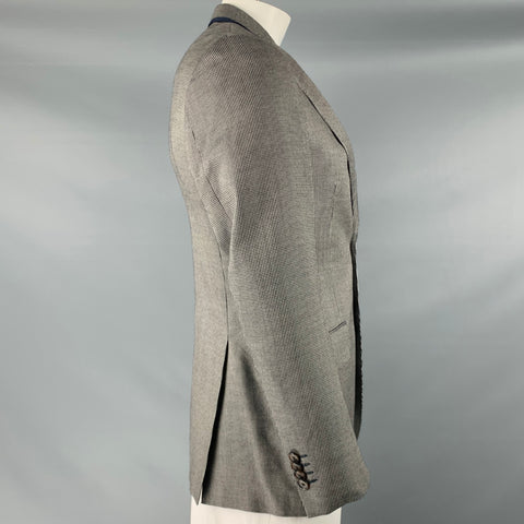 ETRO Size 38 Black White Nailhead Silk Wool Notch Lapel Sport Coat