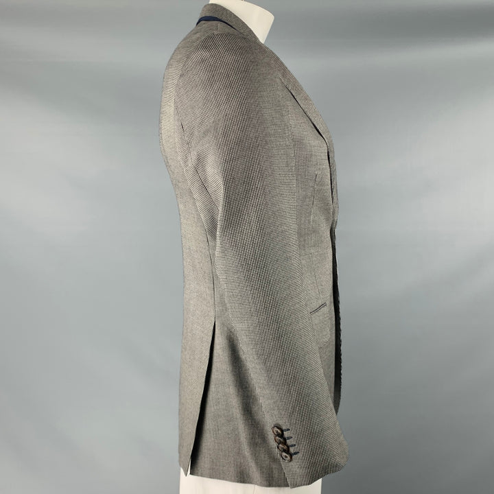 ETRO Talla 38 Abrigo deportivo con solapa de muesca de lana de seda y cabeza de clavo en blanco y negro