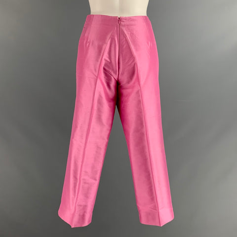 RALPH LAUREN Size 10 Pink Silk Cropped Dress Pants
