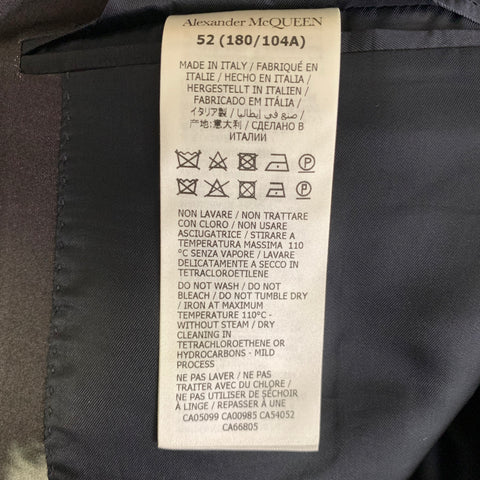 ALEXANDER MCQUEEN Chest Size 42 Black White & Grey Clouds Wool silk Sport Coat