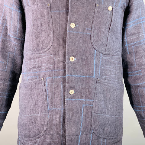 JUNYA WATANABE Size XL Navy Blue Embroidery Jute Worker Jacket