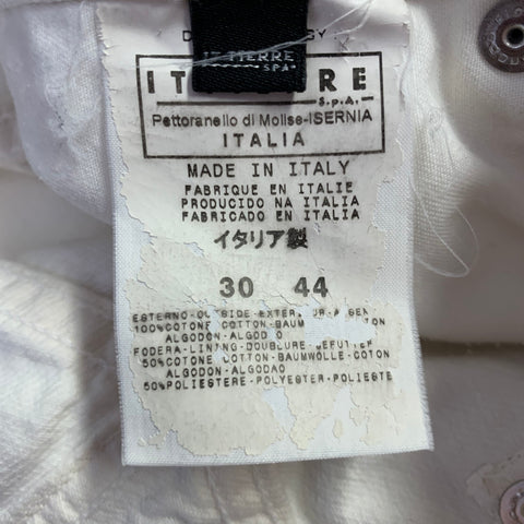 D&G by DOLCE & GABBANA Size 30 White Distressed Cotton Blend Wide Leg Jeans
