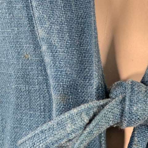 VISVIM Size XL Lhamo Blue Woven Rayon Linen Collarless Long Sleeve Shirt