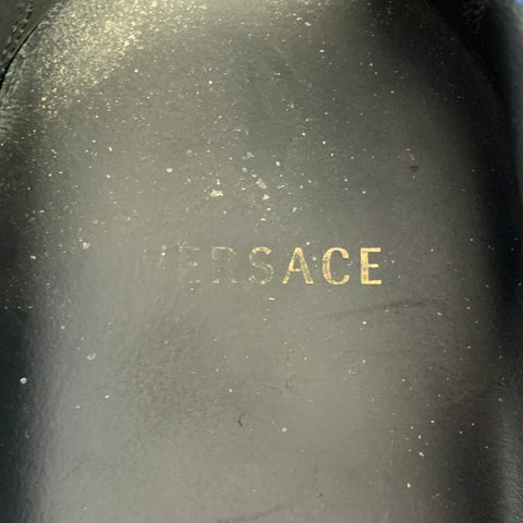 VERSACE Size 8 -Bluette Oro- Purple Textured Suede Drivers Loafers