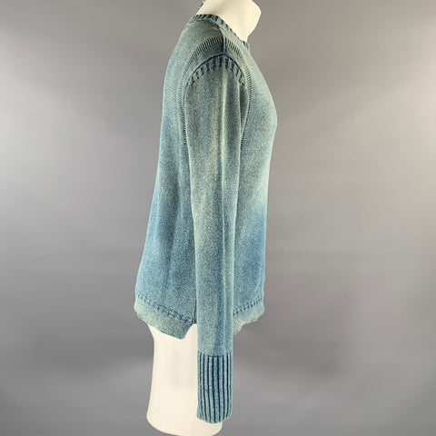 RRL by RALPH LAUREN Size S Blue Knitted Cotton Ribbed Sweater