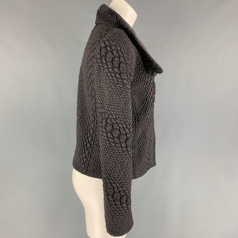 GIORGIO ARMANI Size 4 Charcoal Grey Wool Blend Textured Jacket