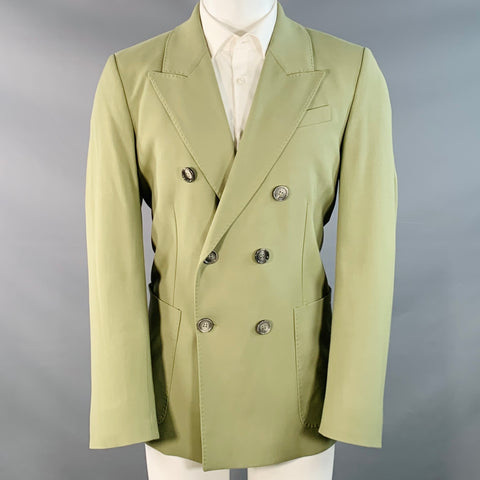 AMI by ALEXANDRE MATTIUSSI Size 40 Olive Wool Twill Double Breasted Sport Coat