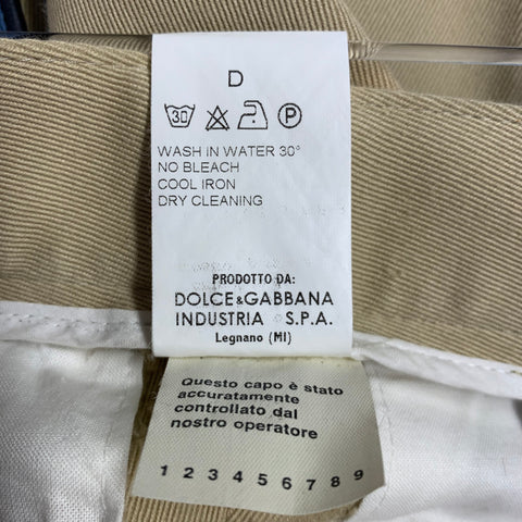 DOLCE & GABBANA Size 30 Tan Blue Black Twill Cotton Striped Trim Casual Pants