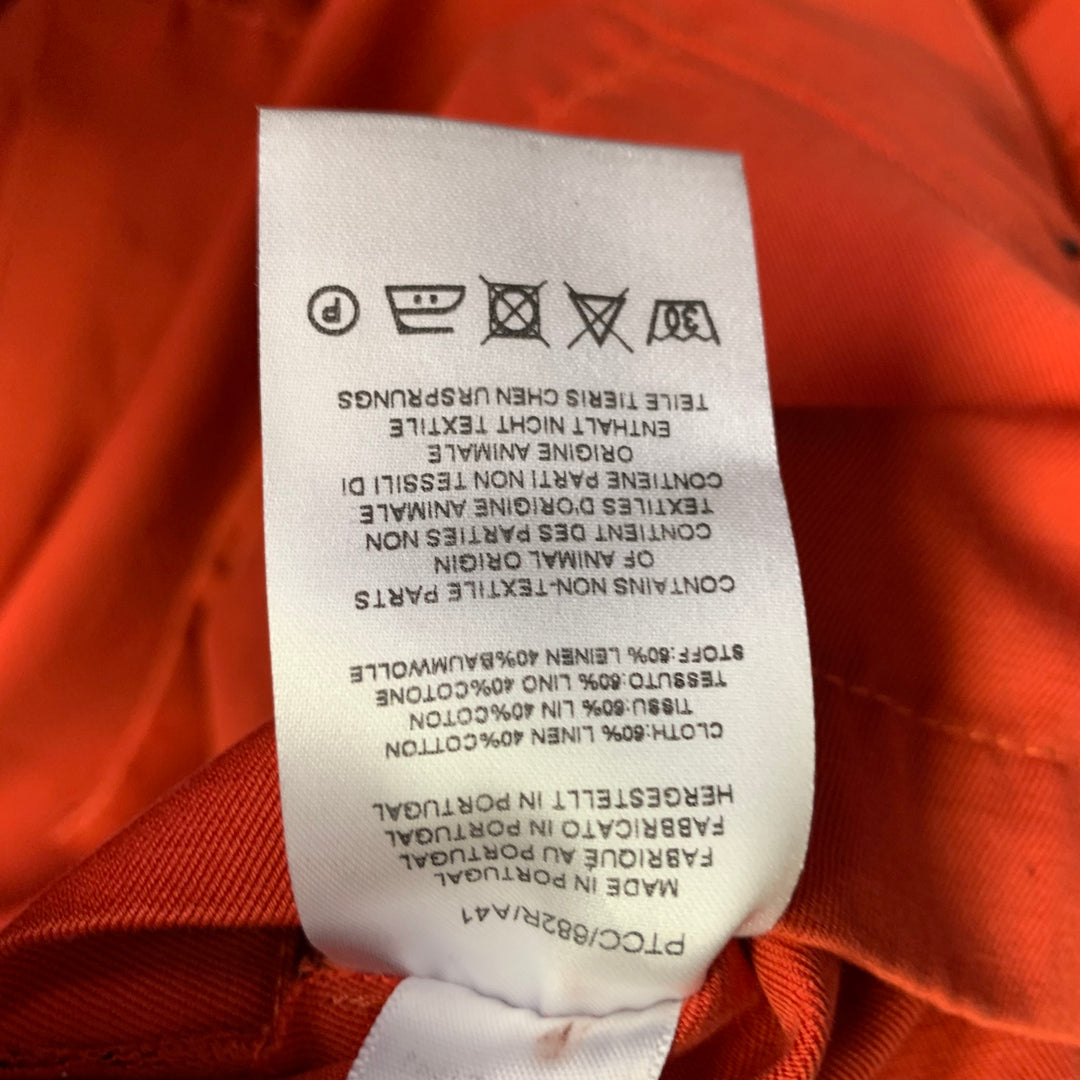 PAUL SMITH Size XL Orange Twill Linen Cotton Chore Jacket