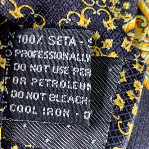 GIANNI VERSACE Black Gold Medusa Heads Silk Tie
