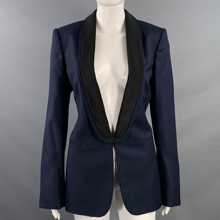 STELLA McCARTNEY Size 8 Navy Black Shawl Collar Jacket Blazer
